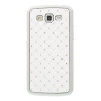 Луксозен твърд предпазен гръб с камъни за Samsung Galaxy Grand 2 G7100 / Grand 2 G7105 / Grand 2 Duos G7102 бял